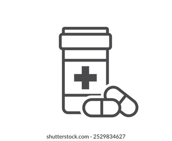 pill bottle line icon. pharmaceutical, therapy and medical symbol. Isolated vector image in simple style