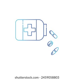 Pill Bottle Line Icon Vector Design.