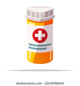 Pill bottle medicine vector isolated illustration