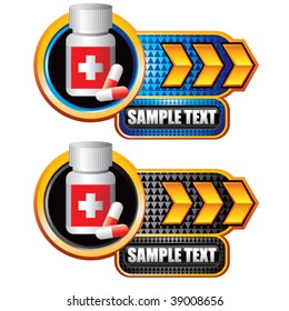 pill bottle on gold arrow templates