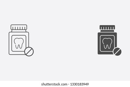 Pill bottle outline and filled vector icon sign symbol
