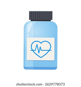 Pill bottle pharmacy packaging isolated on white background.