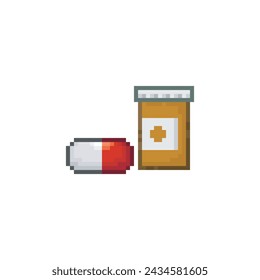 Pill bottle, pixel art object