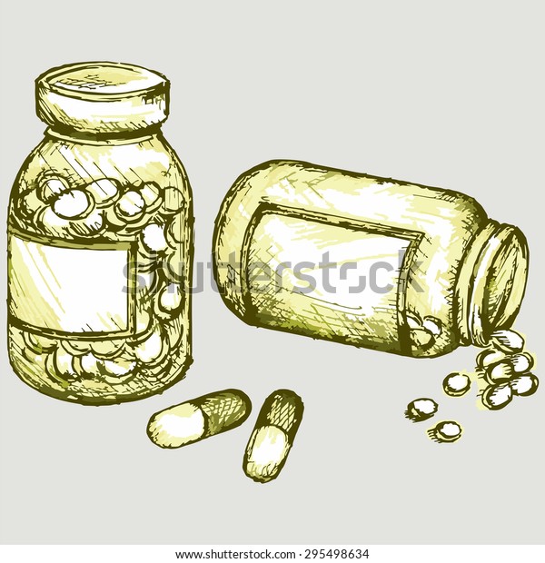 Pill Bottle Spilling Pills On Surface Stock Vector (Royalty Free ...