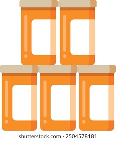 Pill bottle stack. Plastic drug containers icon