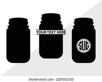 Pill Bottle SVG Monogram Vector Illustration Silhouette