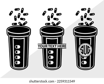 Frasco de pastillas SVG Monograma Ilustración de vectores Silhouette