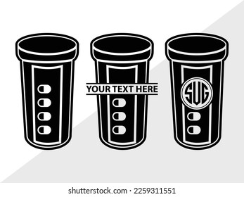Pill Bottle SVG Monogram Vector Illustration Silhouette