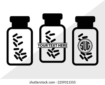 Frasco de pastillas SVG Monograma Ilustración de vectores Silhouette