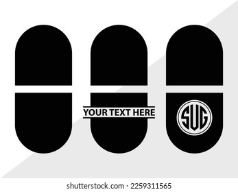 Pill Bottle SVG Monogram Vector Illustration Silhouette