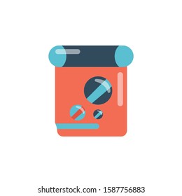 pill bottle with various pills and capsules vector