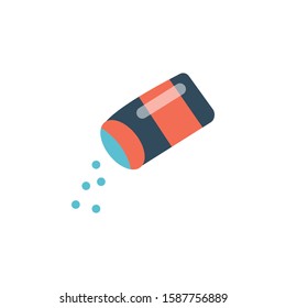 pill bottle with various pills and capsules vector