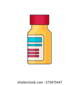 Pill bottle with various pills and capsules.