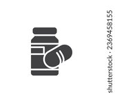 Pill bottle vector icon. filled flat sign for mobile concept and web design. Medicine bottle glyph icon. Supplement symbol, logo illustration. Vector graphics