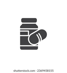 Pill bottle vector icon. filled flat sign for mobile concept and web design. Medicine bottle glyph icon. Supplement symbol, logo illustration. Vector graphics