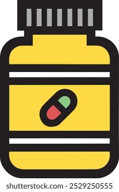 Ilustración de icono de Vector de botella de píldora. Estilo plano de la historieta.