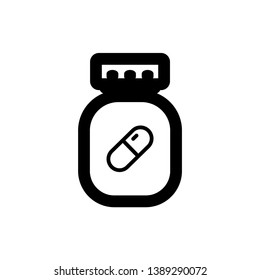 Pill bottle vector icon, Medicine, Drug Icon on White background. Pill icon in trendy flat style isolated on background. Pill icon page symbol for your web site