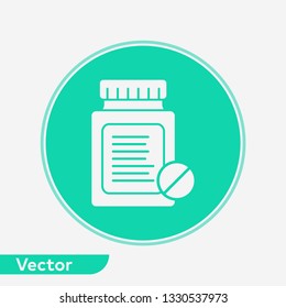 Pill bottle vector icon sign symbol