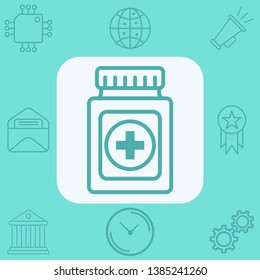 Pill bottle vector icon sign symbol