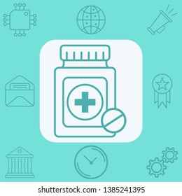 Pill bottle vector icon sign symbol