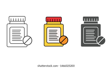 Pill bottle vector icon sign symbol