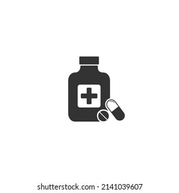 Pill bottle vector icon. simple style medical and pharmaceutical design element