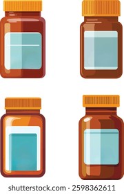 Pill Bottle Vector Illustration Isolated on White Background