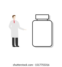 Pill bottle. Vector illustration.Flat cartoon character isolated on white background