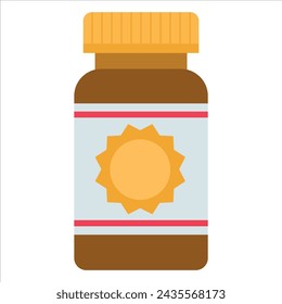 Pill bottle with vitamin d flat vector illustration