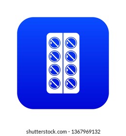 Pill box icon blue vector isolated on white background