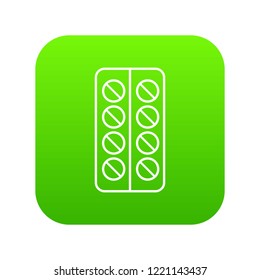 Pill box icon green vector isolated on white background