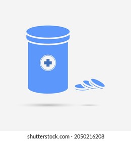 Pill Box Icon Isolated Object. Vector Illustration.