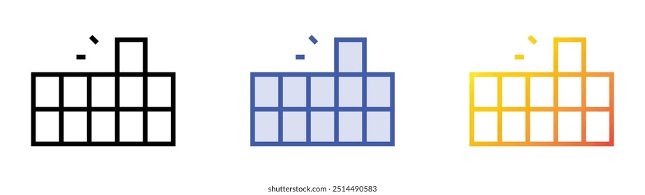 ícone da caixa de preenchimento. Design de estilo linear, preenchimento azul e gradiente isolado em plano de fundo branco