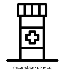 Pill box icon. Outline pill box vector icon for web design isolated on white background