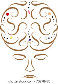 Pill Brain:  a head/ brain with medication pills inside.