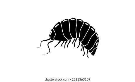 pill bug, black isolated silhouette