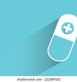 pill, capsule in blue background, flat and shadow design