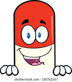 Pill Capsule Cartoon Character Over Blank Stock Illustration 150927464 ...