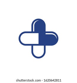 Pill or Capsule Healthcare Logo Design. 