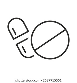 pill and capsule icon, medicine symbol, flat vector illustration on white background