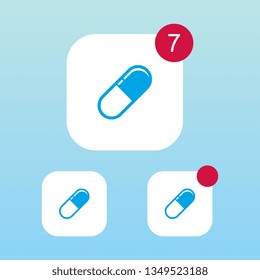 Pill Capsule Icon With Notification