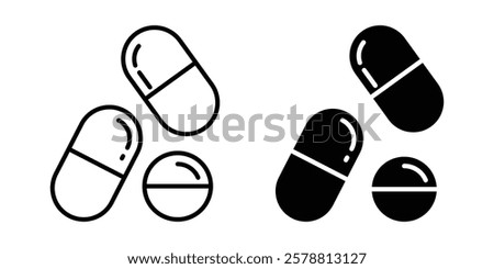 Pill capsule icon. Tablet icon. Pills capsules icon in flat style. Tablet icon vector illustration isolated on white background.