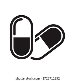 Pille, Kapsel, Ikone, Vektor, Illustration, Medizin