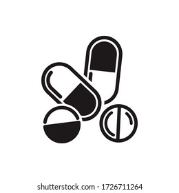 pill, capsule, icon, vector, illustratio, medicine