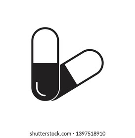 Pill capsule icon vector illustration flat style