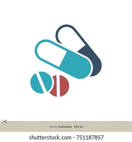 Pill and Capsule Icon Vector Logo Template Illustration Design. Vector EPS 10.