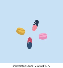pill and capsule medicine in flat vector design.