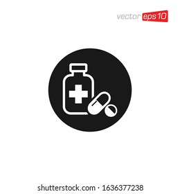 Pill Capsule Medicine Icon Design Vector