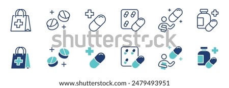 pill and capsule medicine icon vector set medical antibiotic prescription tablet pharmacy drug signs illustration for web and app