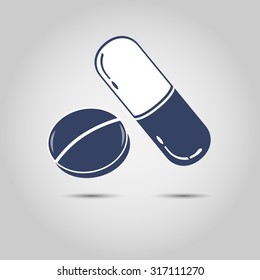 Pill and capsule, medicine tablet icon, medicament, vector